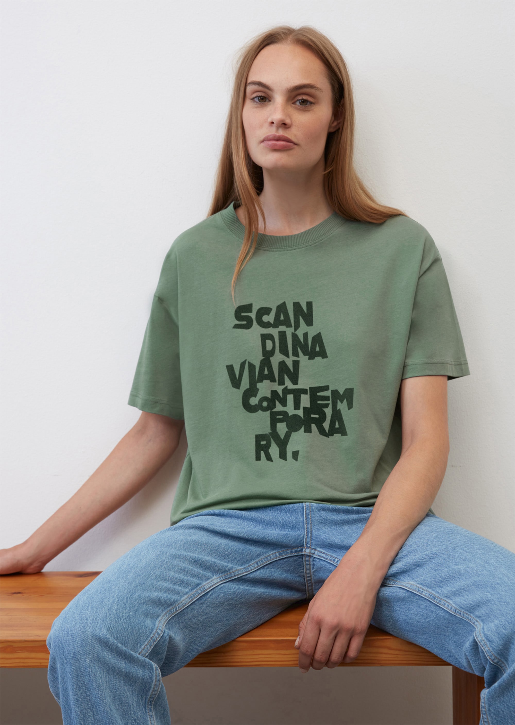 Свободная футболка с круглым вырезом из органического хлопкового однослойного джерси  для женщин Marc o'Polo