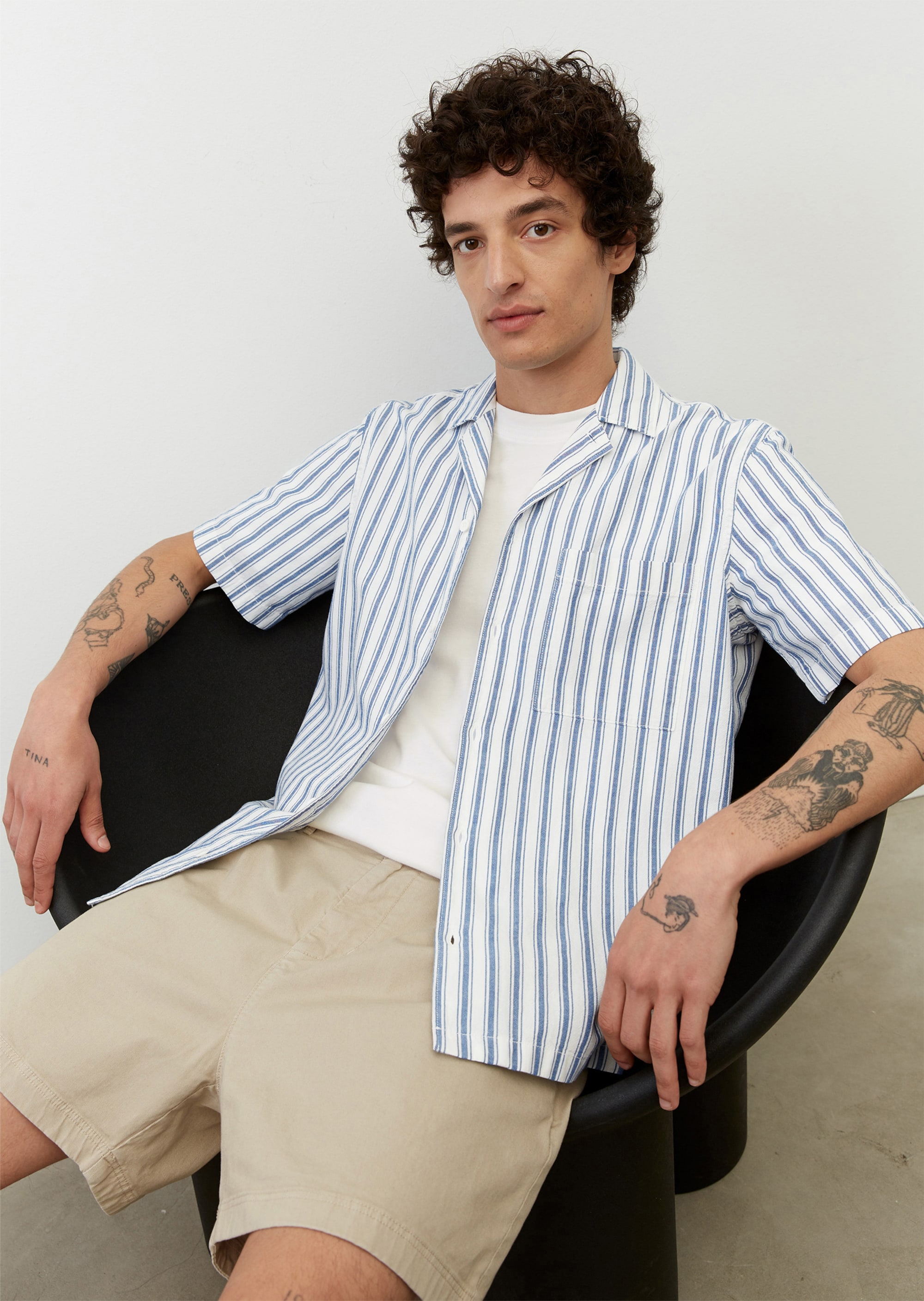 Рубашка с короткими рукавами из органического хлопка для мужчин Marc o'Polo