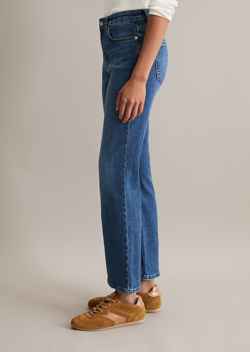 Джинсы клеш из смесового хлопка