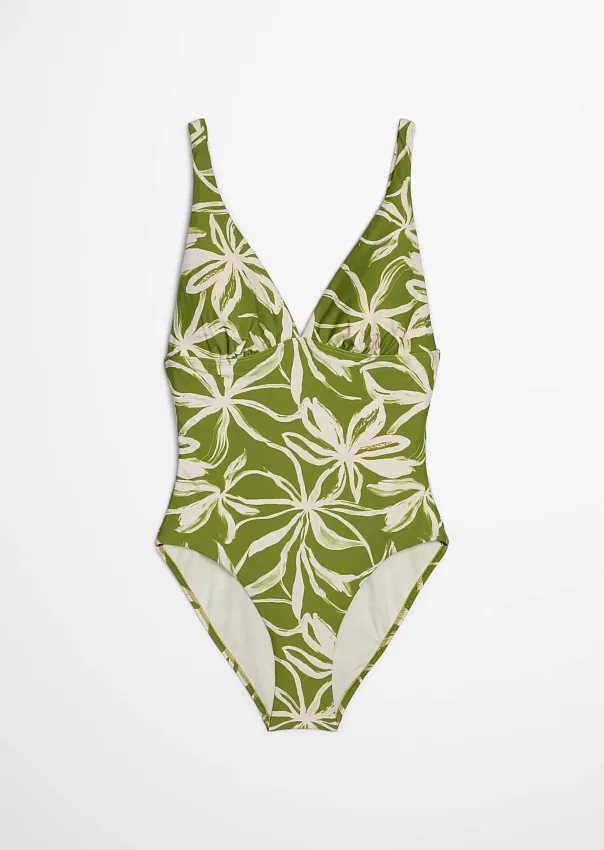 Купальник слитный с цветочным принтом