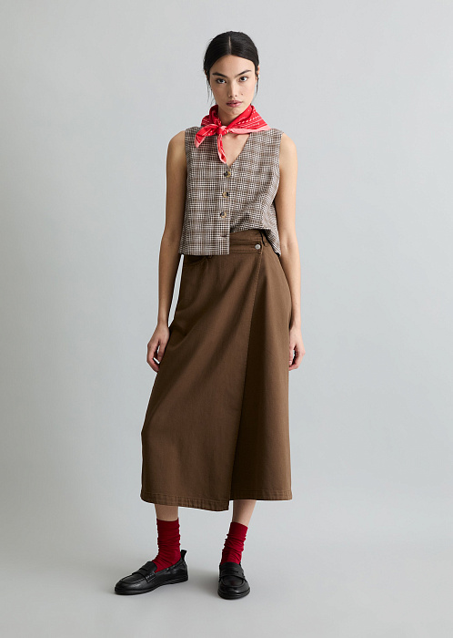 Юбка-миди из смесового хлопка
