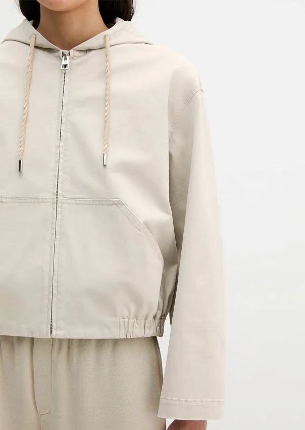 Куртка с капюшоном из хлопкового твила 