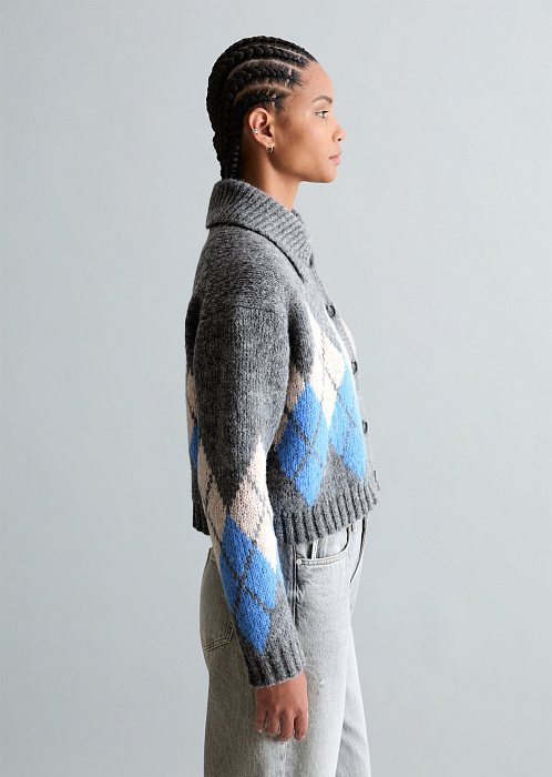 Кардиган жаккардовый с пушистой шерстью альпака