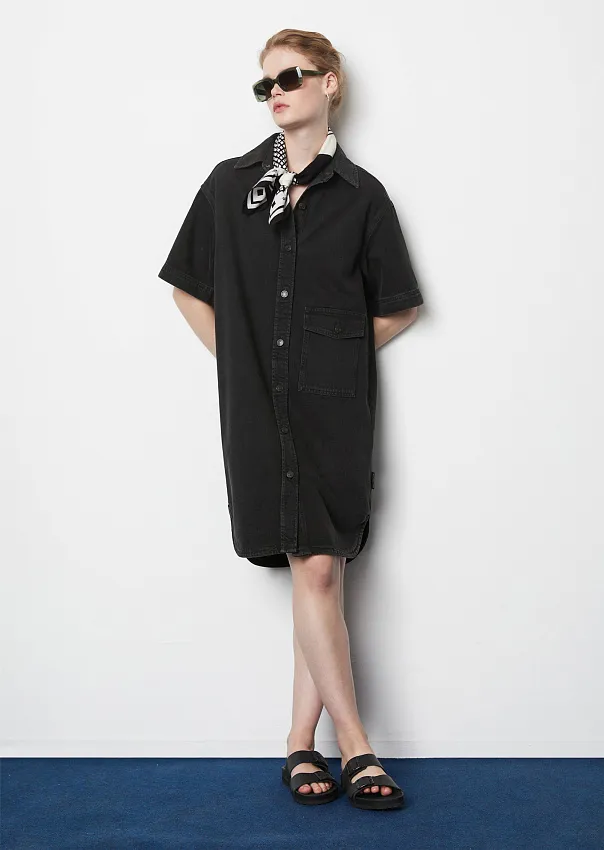 Джинсовое платье-рубашка из смесового хлопка