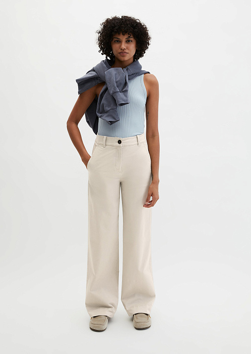 Брюки прямые из хлопкового твила
