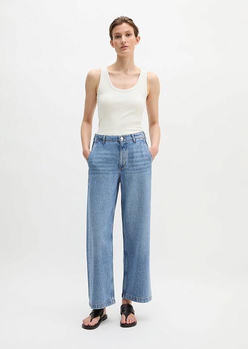 Джинсы широкие из лиоцелла, льна и хлопка
