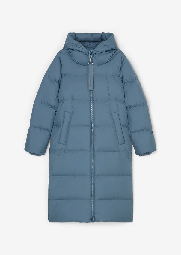 Стеганый пуховик с капюшоном