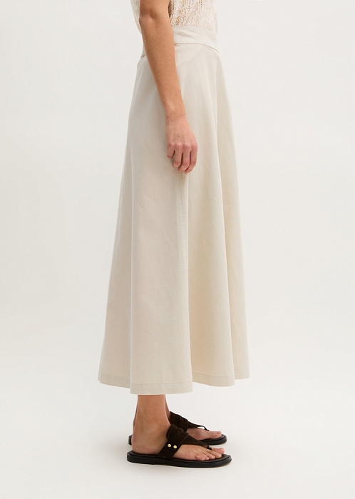 Юбка-миди из хлопка, лиоцелла и льна