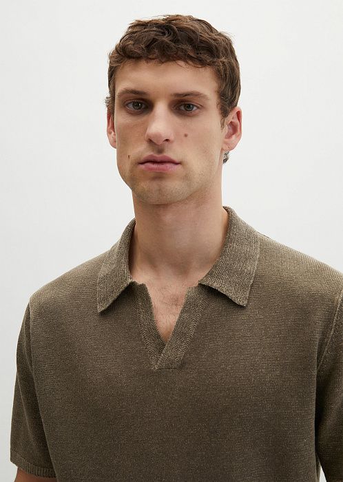 Поло из хлопка и льна