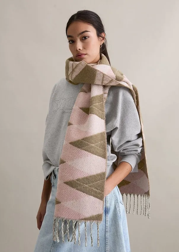 Длинный шерстяной шарф с узором «ромбы» Marc o'Polo - фото 4