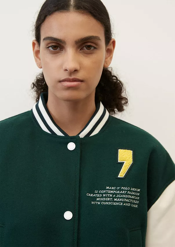 Бомбер в университетском стиле с кожаными рукавами Marc o'Polo - фото 4