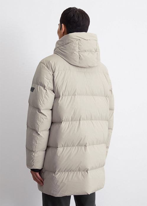 Стеганый пуховик с капюшоном