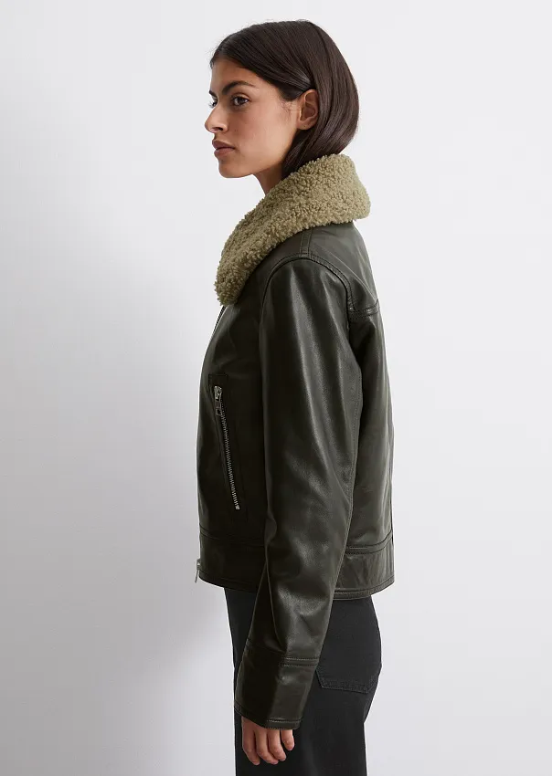 Куртка-авиатор из натуральной кожи Marc o'Polo - фото 5