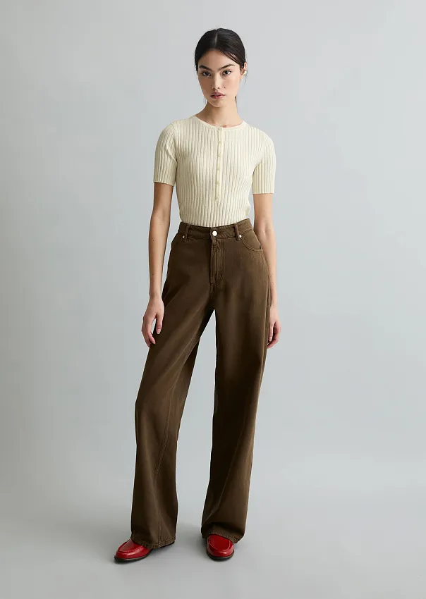 Джинсы широкие из смесового хлопка