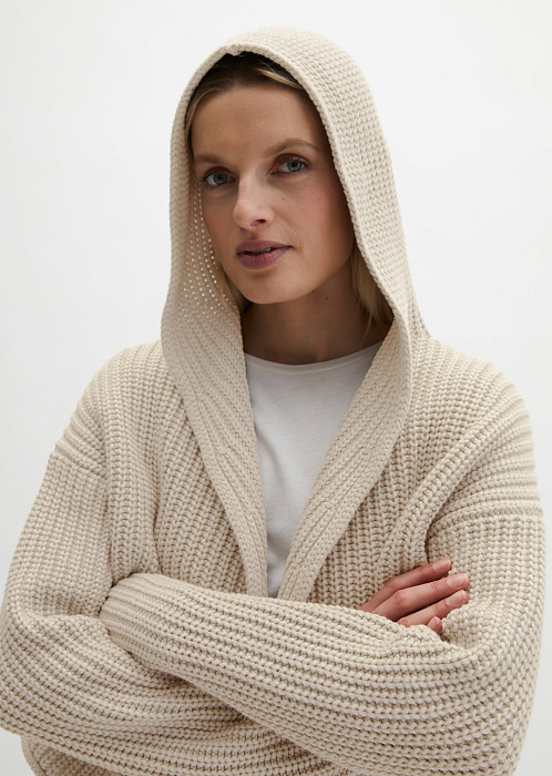 Кардиган с капюшоном из смесового хлопка