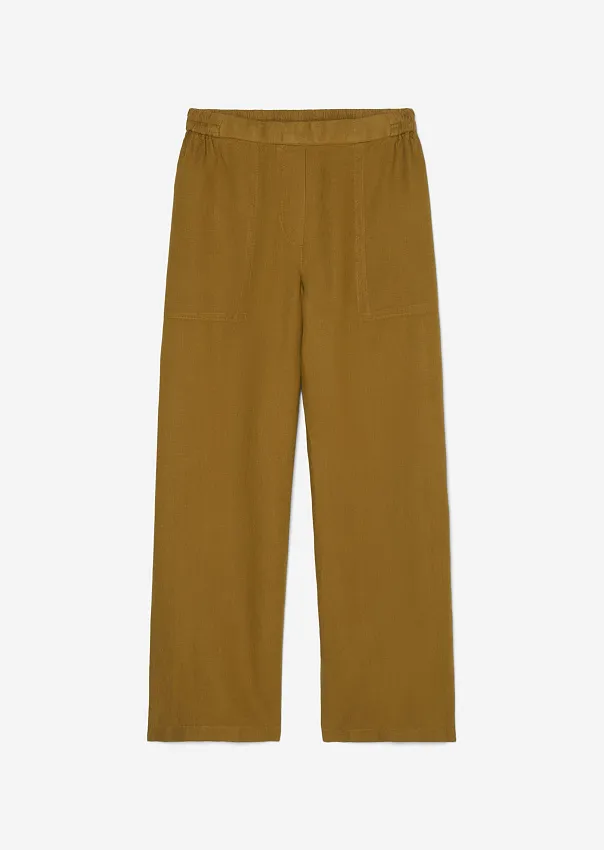 Широкие льняные брюки с эластичным поясом