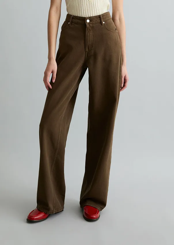 Джинсы широкие из смесового хлопка