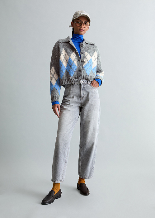 Кардиган жаккардовый с пушистой шерстью альпака