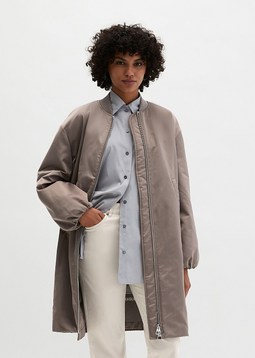 Пальто из глянцевого твила
