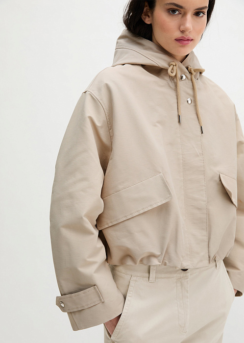 Куртка с капюшоном из хлопкового канваса
