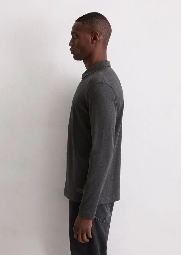 Поло трикотажное с длинным рукавом на молнии Marc o'Polo - фото 5