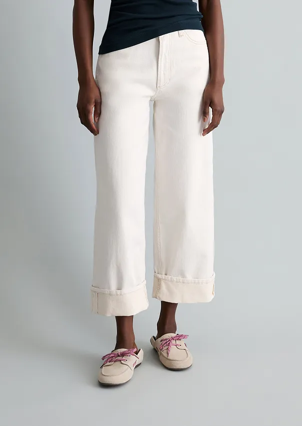 Джинсы широкие из смесового хлопка
