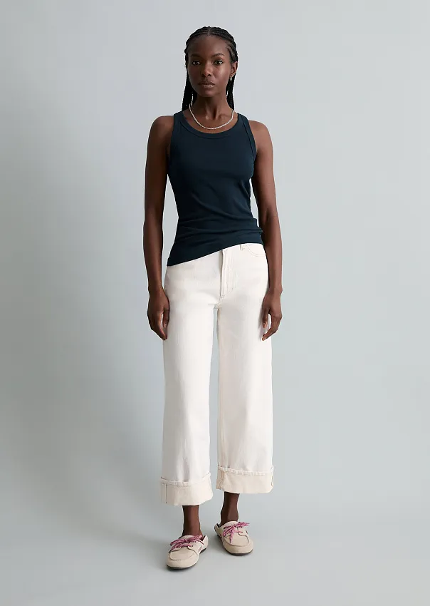 Джинсы широкие из смесового хлопка
