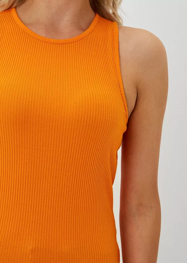 Майка облегающего кроя из джерси в рубчик