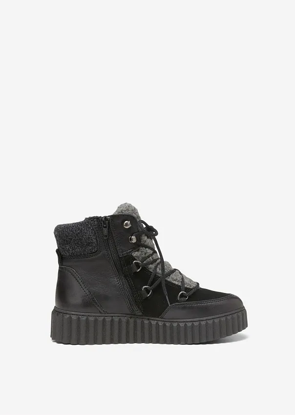 Ботинки из кожи и трикотажа на шнуровке Marc o'Polo - фото 5