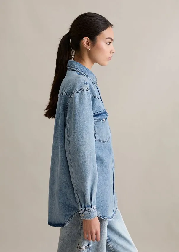 Рубашка джинсовая из денима с волокнами европейской крапивы Marc o'Polo - фото 5