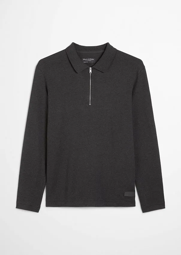 Поло трикотажное с длинным рукавом на молнии Marc o'Polo - фото 6