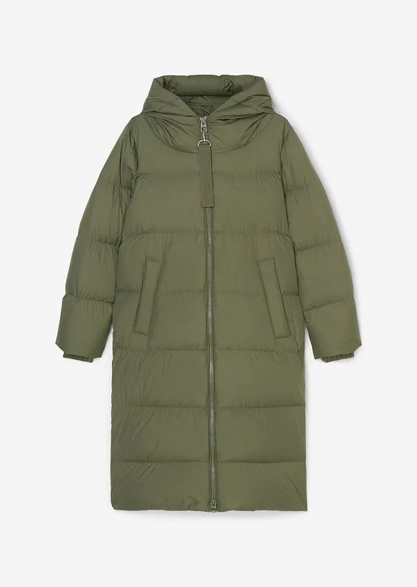 Стеганый пуховик с капюшоном