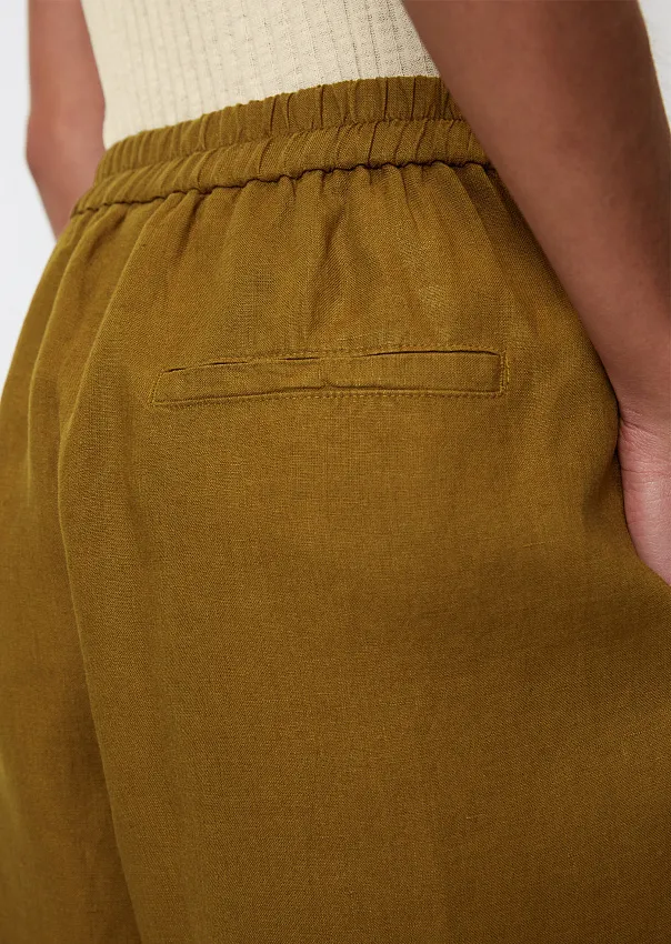 Широкие льняные брюки с эластичным поясом