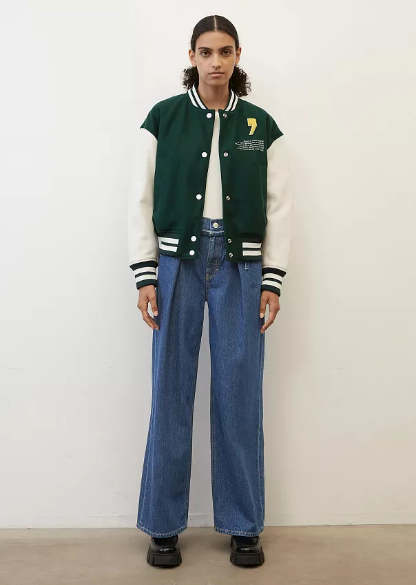 Бомбер в университетском стиле с кожаными рукавами Marc o'Polo - фото 3