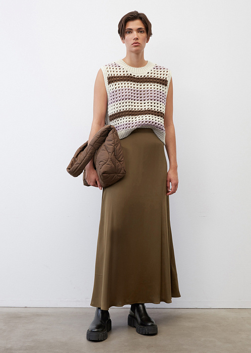 Элегантная юбка макси из вискозного атласа