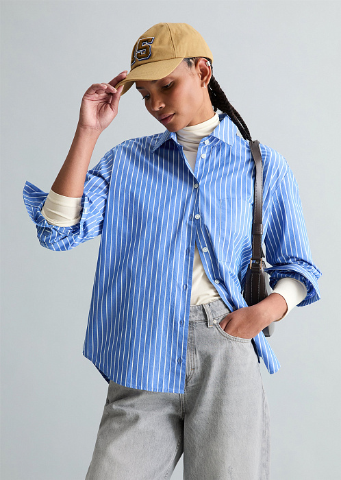 Рубашка в полоску из поплина