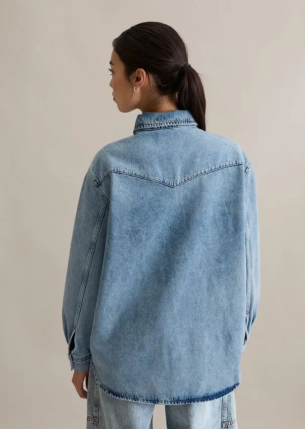 Рубашка джинсовая из денима с волокнами европейской крапивы Marc o'Polo - фото 2