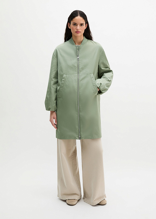 Пальто из глянцевого твила
