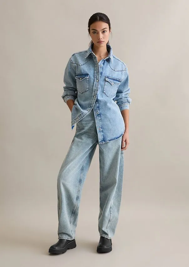 Рубашка джинсовая из денима с волокнами европейской крапивы Marc o'Polo - фото 3