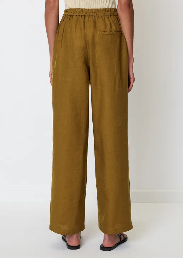 Широкие льняные брюки с эластичным поясом