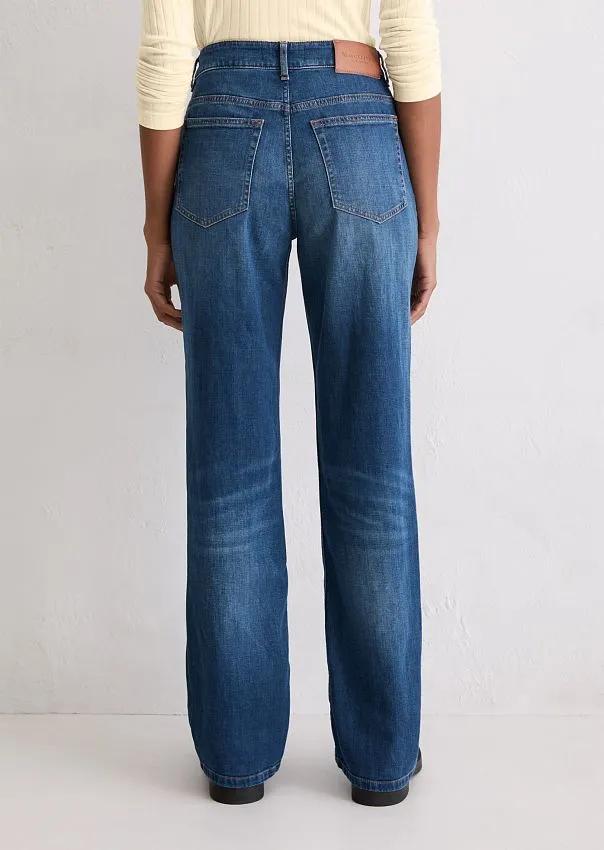 Джинсы расклешенные из мягкого денима