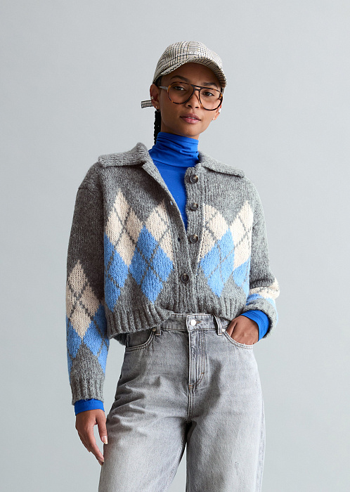 Кардиган жаккардовый с пушистой шерстью альпака
