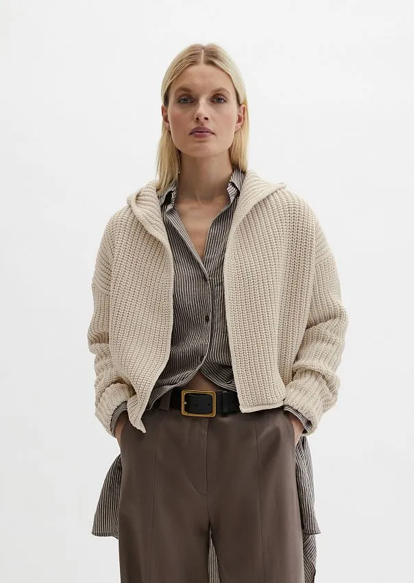 Кардиган с капюшоном из смесового хлопка
