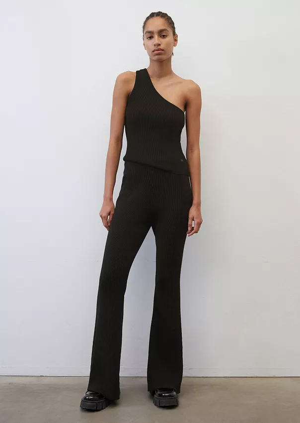 Трикотажные расклешённые брюки в рубчик Marc o'Polo - фото 1