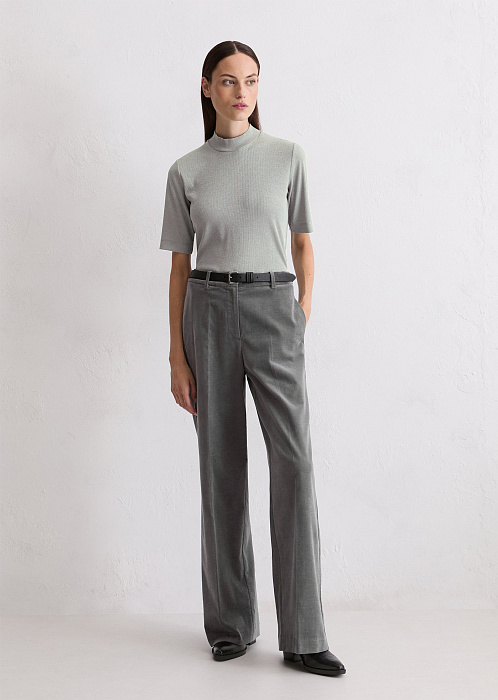 Брюки широкие из эластичного бархата