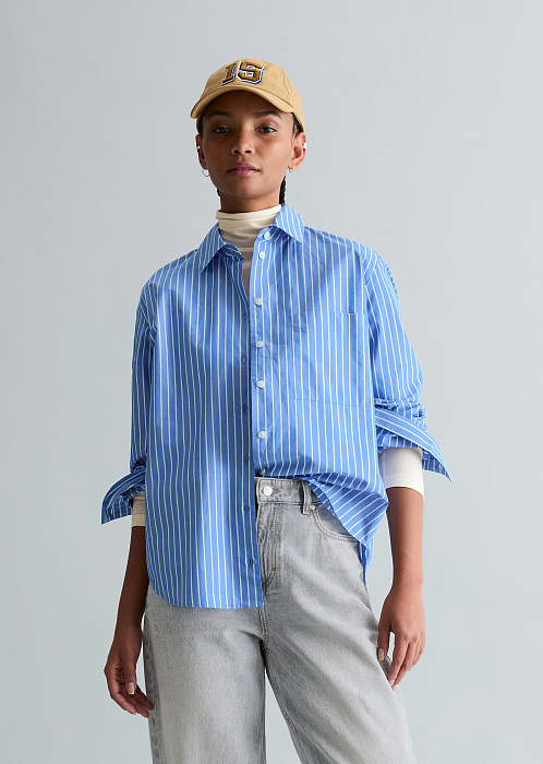 Рубашка в полоску из поплина