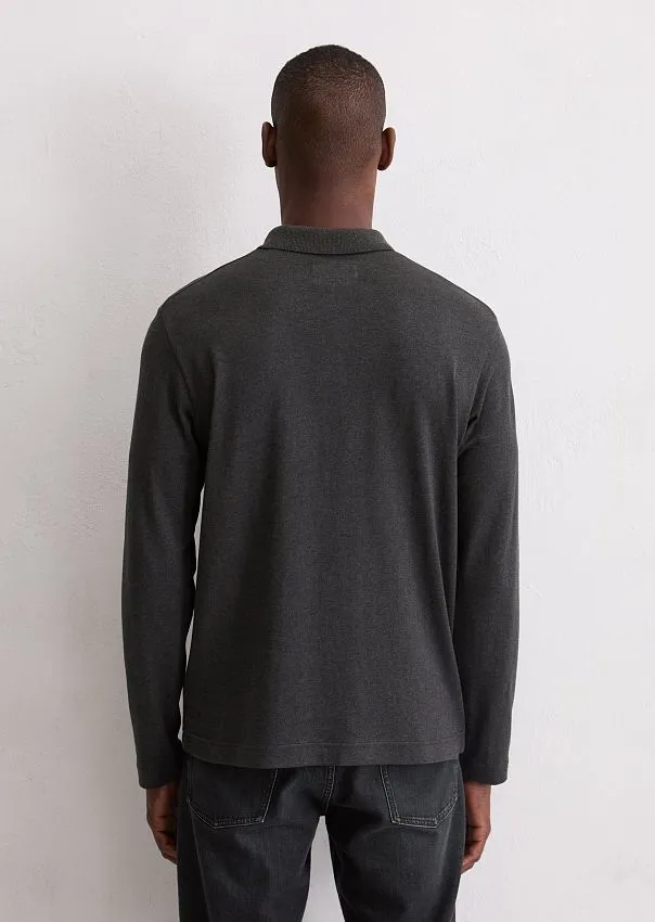 Поло трикотажное с длинным рукавом на молнии Marc o'Polo - фото 2