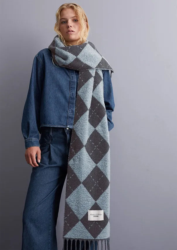 Жаккардовый шарф из смесовой шерсти