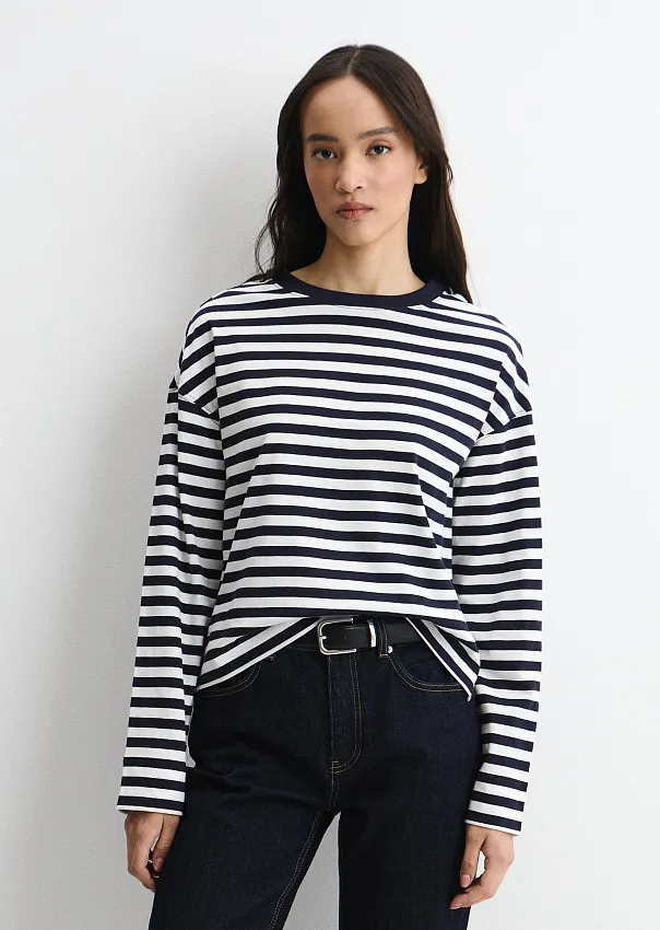 Лонгслив в полоску из органического хлопка 