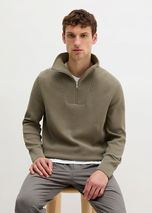 Джемпер с воротником-стойкой из органического хлопка